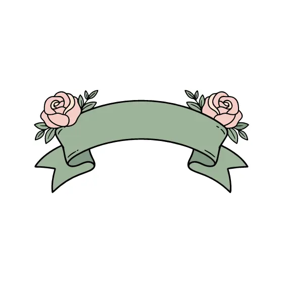 Sage Ribbon Banner With Roses