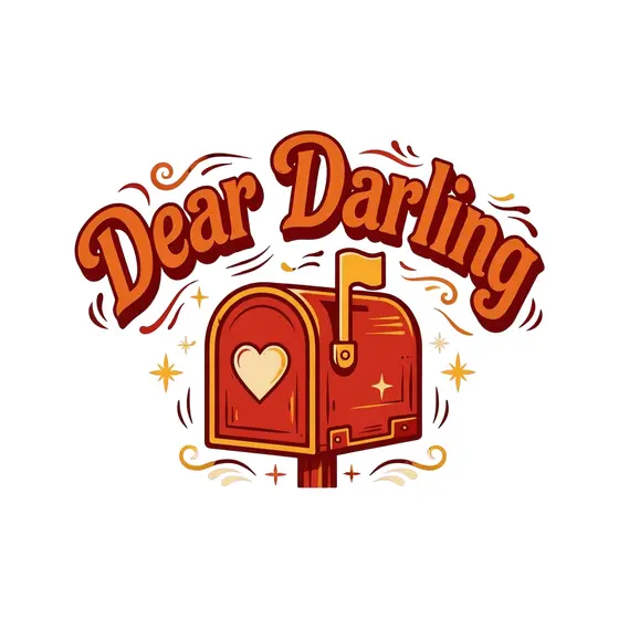 Arched Dear Darling With Red Mailbox