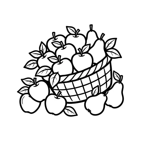 Overflowing Basket of Apples and Pears