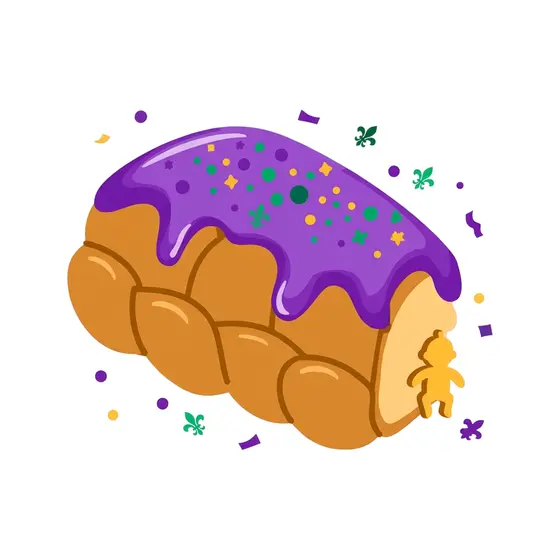 Purple Iced King Cake Slice