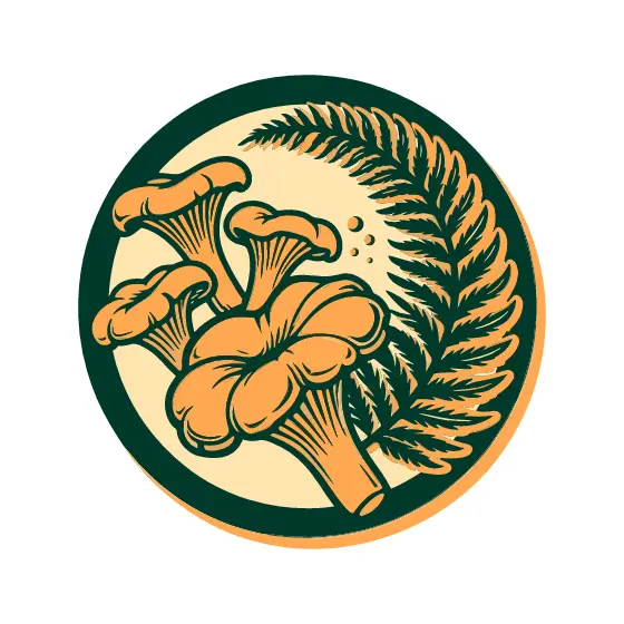 Chanterelle Cluster With Fern Badge