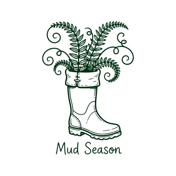 Single Rain Boot With Fern Fronds