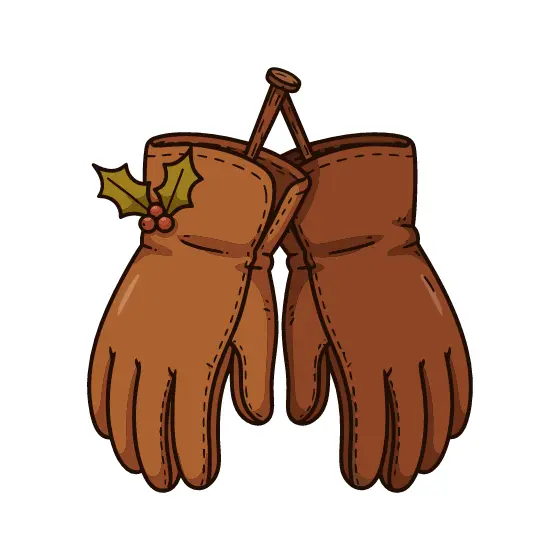 Brown Leather Gloves With Holly