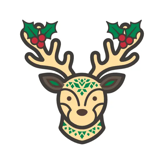 Festive Reindeer Head With Holly Antlers