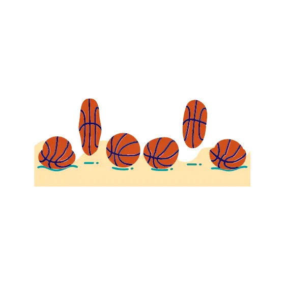 Bouncing Orange Basketballs on Cream