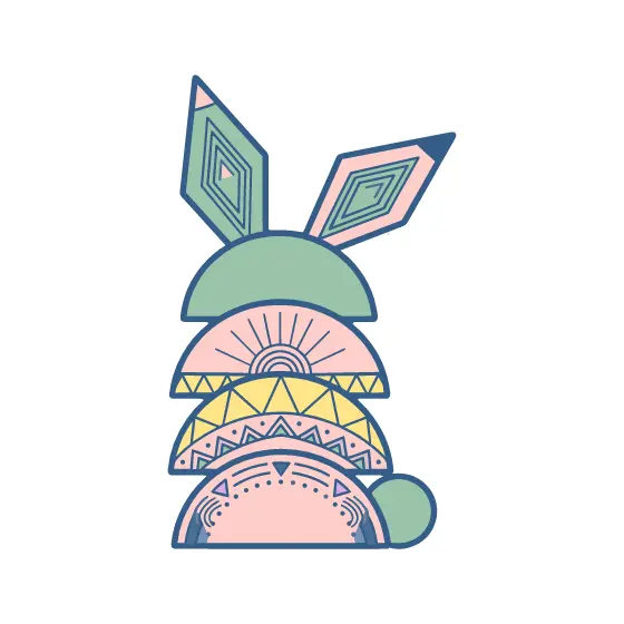 Stacked Semicircle Rabbit With Pencil Ears