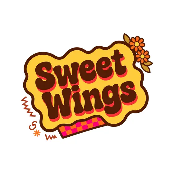 Sweet Wings Tilted Label with Orange Daisies