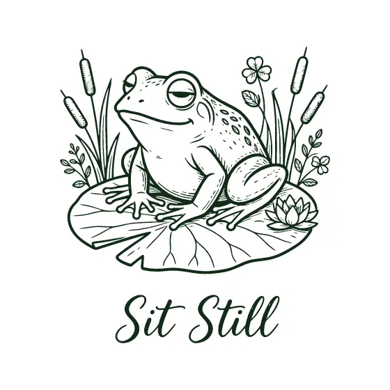 Frog With Clover And Lotus Accents