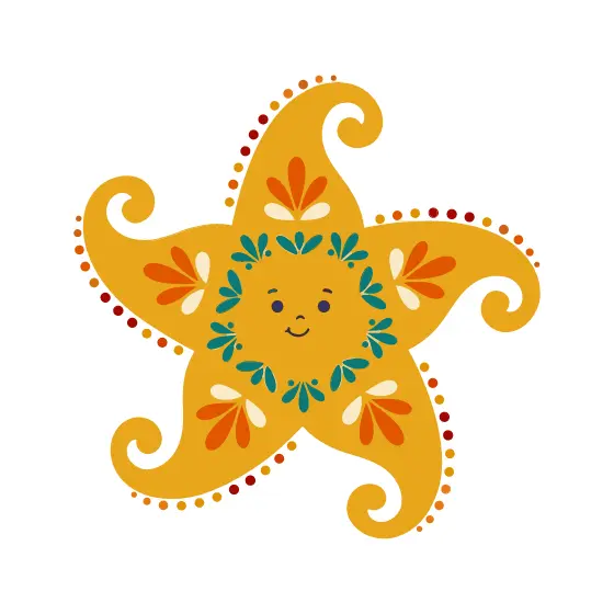 Mustard Folk Star With Smiling Face