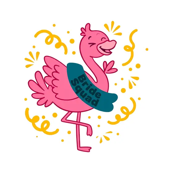 Laughing Pink Flamingo Bride Squad Dance