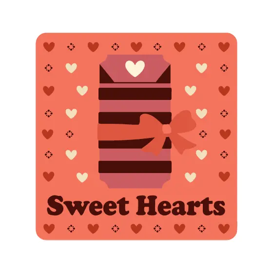 Coral Wrapped Candy Bar Badge