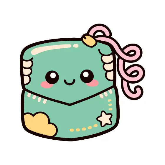Mint Kawaii Pouch With Pink Cord
