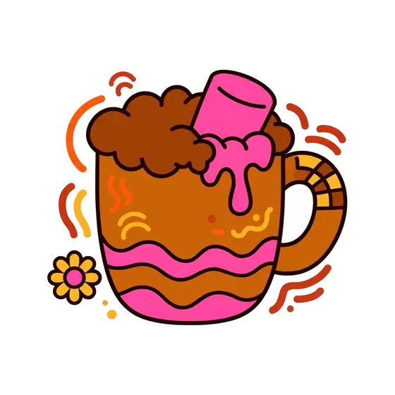Pink Marshmallow Cocoa Mug With Stripes