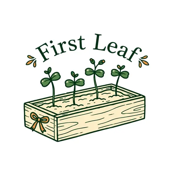 Wooden Planter With Bow And Sprouts