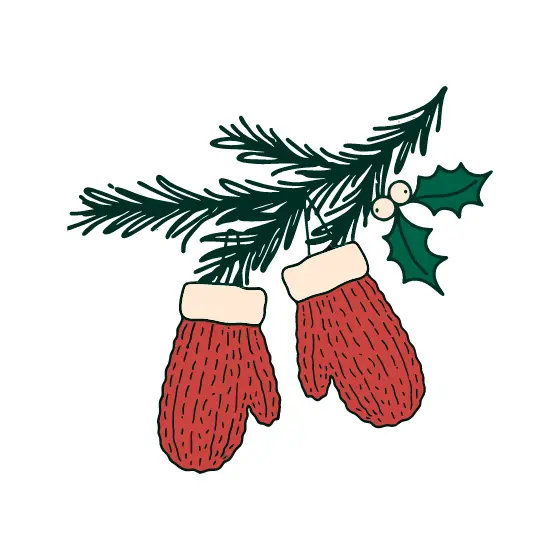 Knit Mittens Swinging on Branch