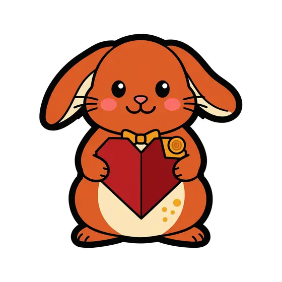 Orange Bunny Holding Red Valentine Heart