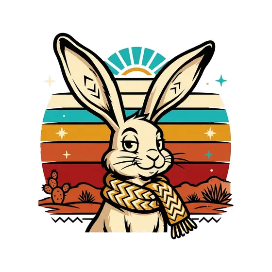 Sly Jackrabbit Beside Sunrise Rays