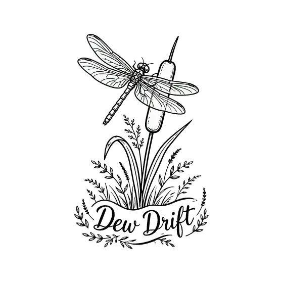 Dragonfly on Cattail with Dew Drift