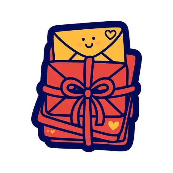 Bundle of Valentine Letters With Smiling Envelope
