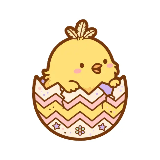 Chick With Feathers in Zigzag Egg