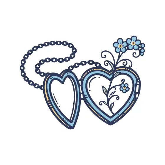 Open Heart Locket with Forget-Me-Nots