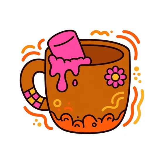 Brown Mug With Melting Pink Marshmallow