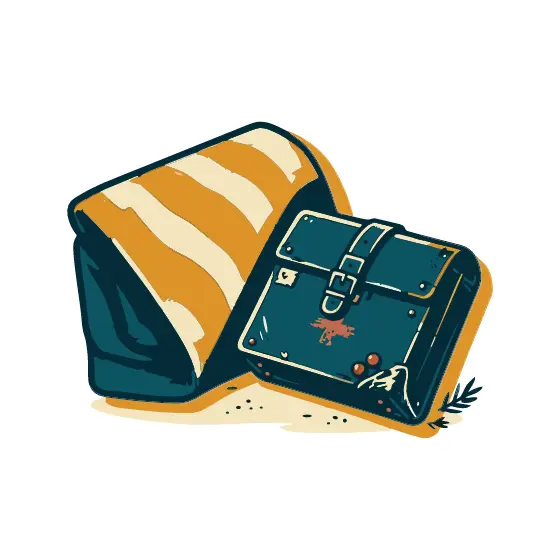 Open Striped Blanket and Medical Case