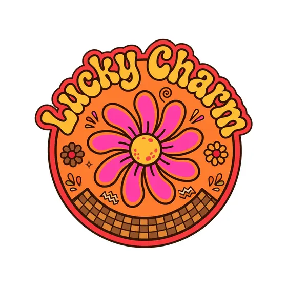 Orange Pink Daisy Lucky Charm Badge