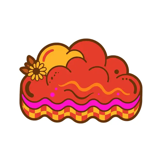 Red Cloud With Wavy Orange Lines