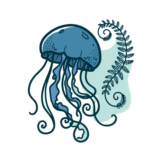 Jellyfish With Curling Fern Frond