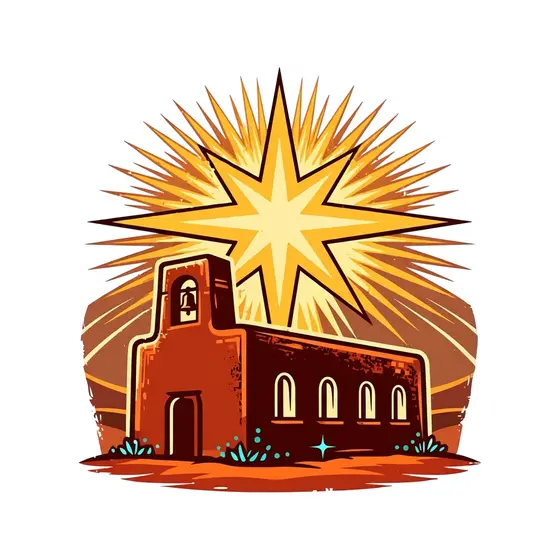 Adobe Chapel Under Glowing Star
