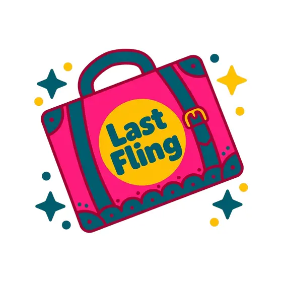 Pink Suitcase With Teal Scalloped Trim