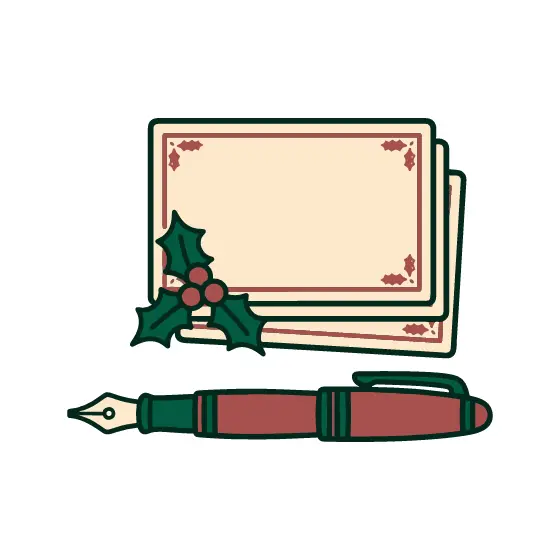 Fountain Pen With Blank Holiday Postcards