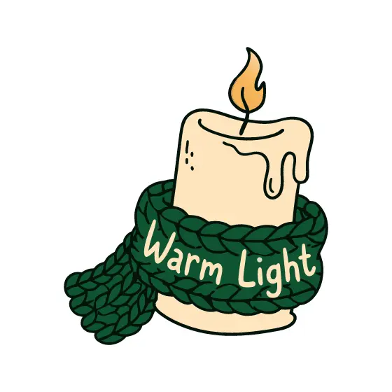 Candle in Green Scarf Reading Warm Light