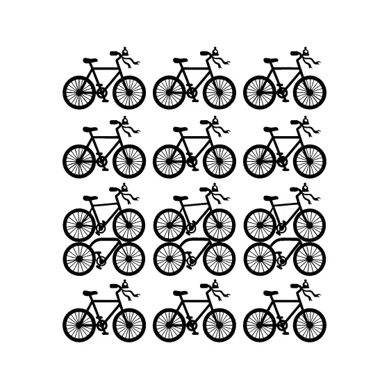 Black Bicycle Pattern With Spoked Wheels