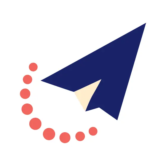 Paper Plane With Circular Coral Trail