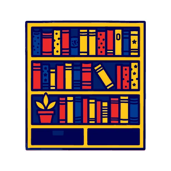 Navy Bookshelf With Plant