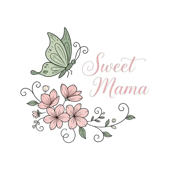 Sage Butterfly Over Blush Blossoms