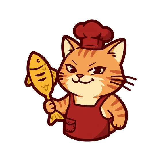 Tabby Cat Chef Hat With Fish