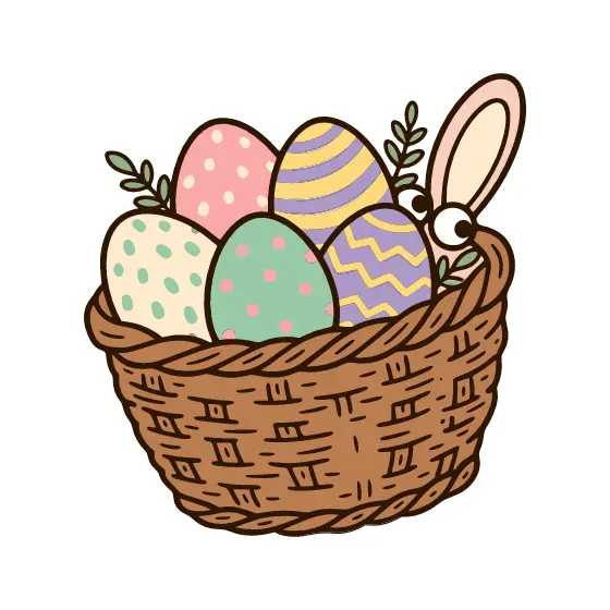 Pastel Easter Basket With Peeking Bunny