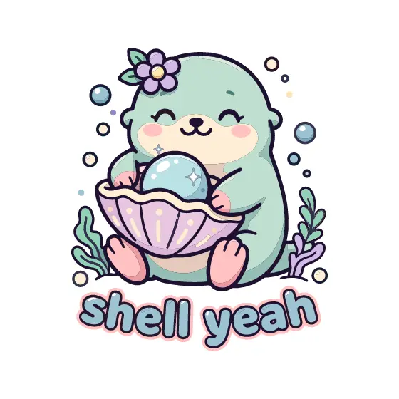 Mint Otter With Lilac Clam Shell