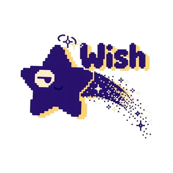 Sleepy Pixel Shooting Star With Wish