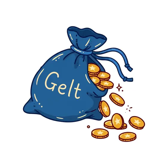 Blue Gelt Bag Spilling Gold Coins