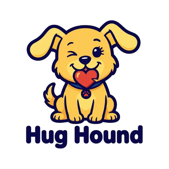 Yellow Puppy Hugging Red Heart
