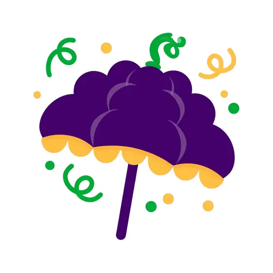 Purple Parade Umbrella With Gold Scallops