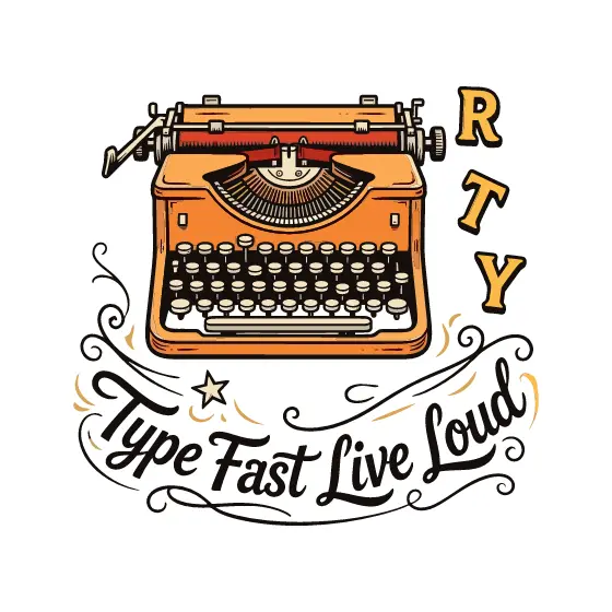 Orange Typewriter With Floating Letters