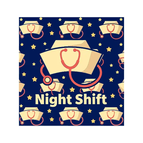 Nurse Cap Repeat Pattern Night Shift