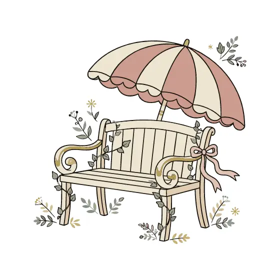 Scrolled Bench With Gold Accents