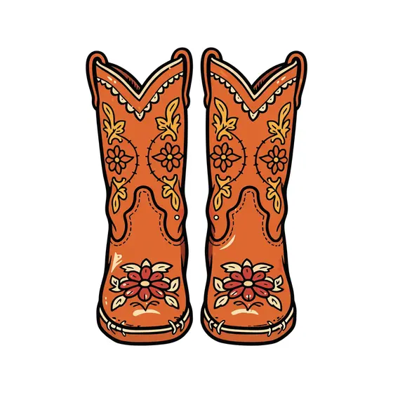 Rust Orange Cowboy Boots Pair