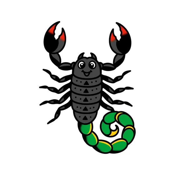 Grinning Black Scorpion With Green Tail